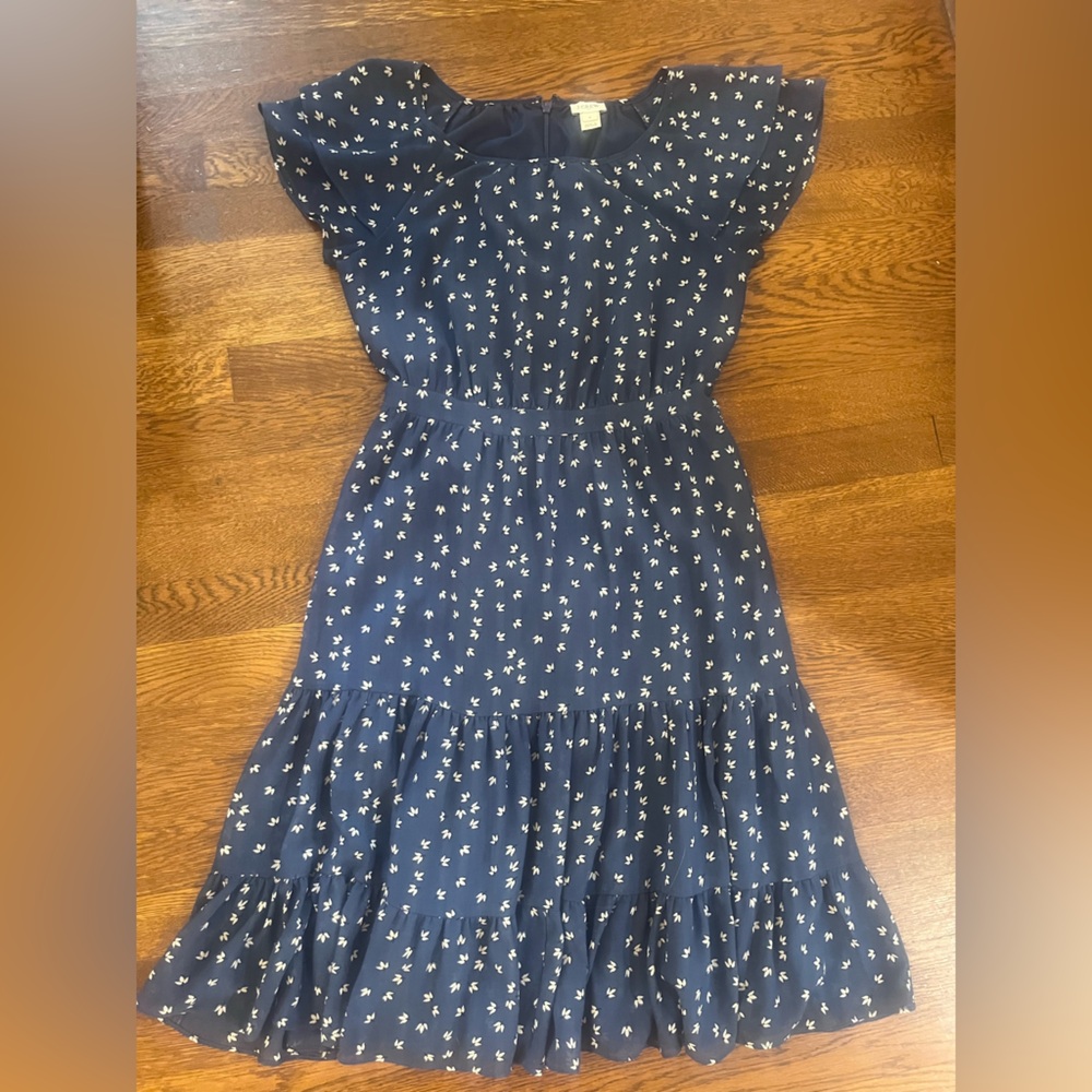 J. Crew Navy Dress with White Floral Design